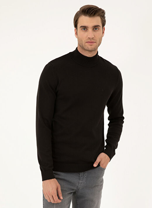 Pierre Cardin Yarım Balıkçı Yaka Slim Fit Siyah Erkek Kazak DORTMUND  1