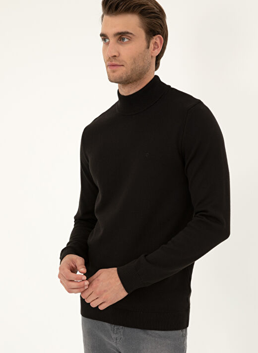 Pierre Cardin Yarım Balıkçı Yaka Slim Fit Siyah Erkek Kazak DORTMUND  3