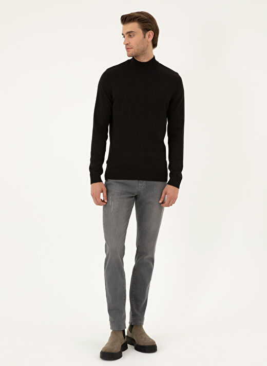Pierre Cardin Yarım Balıkçı Yaka Slim Fit Siyah Erkek Kazak DORTMUND  4