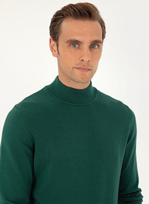 Pierre Cardin Yeşil Erkek Yarım Balıkçı Slim Fit Düz Kazak DORTMUND TRIKO KAZAK BASIC  2