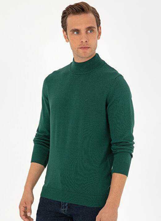 Pierre Cardin Yeşil Erkek Yarım Balıkçı Slim Fit Düz Kazak DORTMUND TRIKO KAZAK BASIC  3