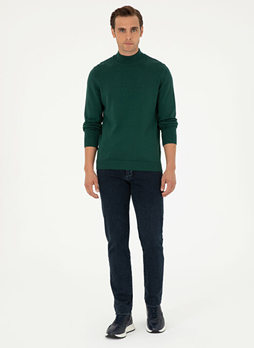 Pierre Cardin Yeşil Erkek Yarım Balıkçı Slim Fit Düz Kazak DORTMUND TRIKO KAZAK BASIC  4