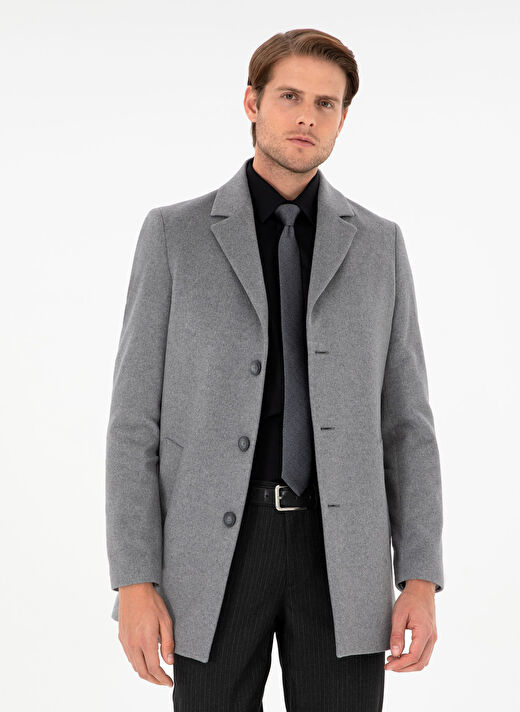 Pierre Cardin Gri Erkek Extra Slim Düz Kaban SHADI KABAN KASE  1