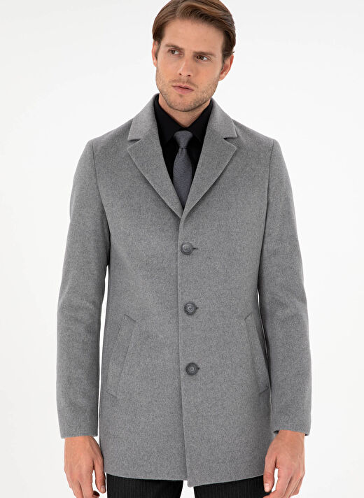 Pierre Cardin Gri Erkek Extra Slim Düz Kaban SHADI KABAN KASE  3