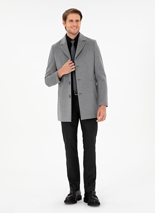 Pierre Cardin Gri Erkek Extra Slim Düz Kaban SHADI KABAN KASE  4
