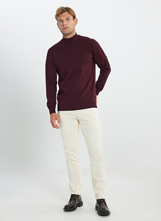 Altınyıldız Classics Erkek Bordo Balıkçı Yaka Kazak ACE492510017   2