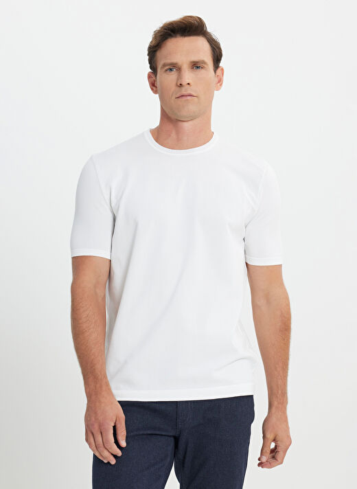 Altınyıldız Classics Ekru Erkek Standart T-Shirt ACE492510203_TRIKO BISIKLET YAKA  2