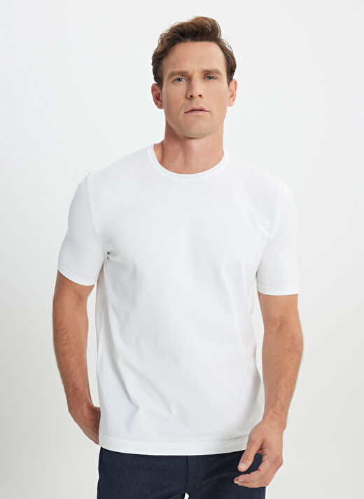 Altınyıldız Classics Ekru Erkek Standart T-Shirt ACE492510203_TRIKO BISIKLET YAKA  3