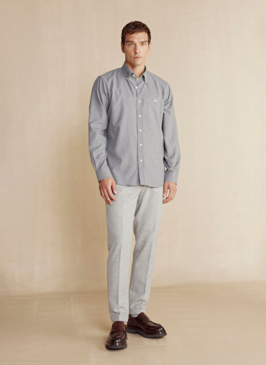 Brooks Brothers Gri Erkek Düğmeli Regular Fit Gömlek BBFW23MSH009  3