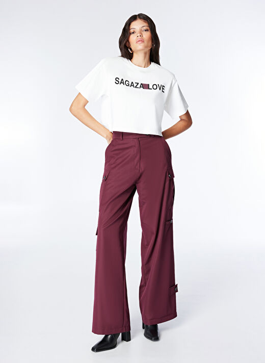 Sagaza For Boyner Beyaz Kadın Crop Baskılı T-Shirt SGZB143  2