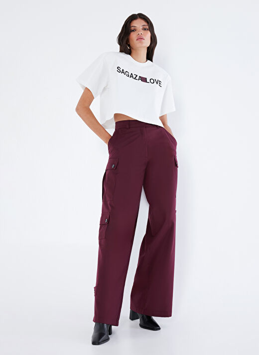 Sagaza For Boyner Beyaz Kadın Crop Baskılı T-Shirt SGZB143  4