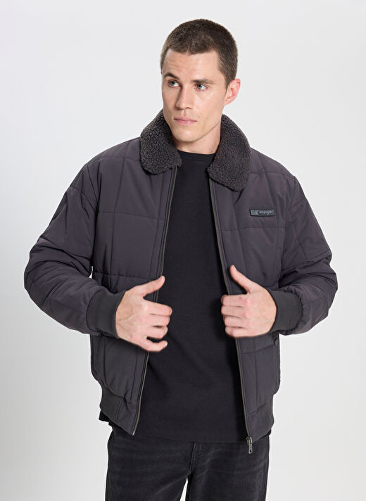 Wrangler Antrasit Erkek Fermuarlı Relaxed Ceket W232228003 Antrasit Bomber Ceket  2
