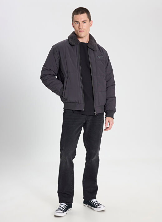 Wrangler Antrasit Erkek Fermuarlı Relaxed Ceket W232228003 Antrasit Bomber Ceket  3