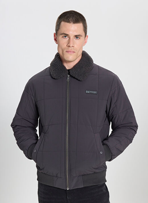 Wrangler Antrasit Erkek Fermuarlı Relaxed Ceket W232228003 Antrasit Bomber Ceket  4