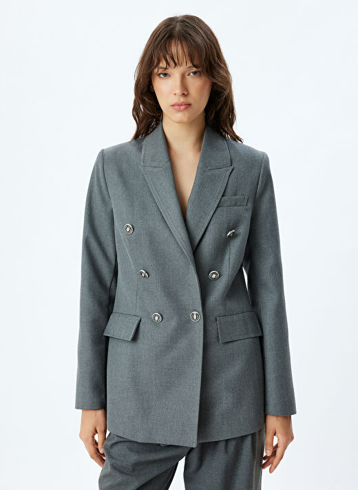 Koton Gri Kadın Bisiklet Normal Blazer 5WAK50149UW048  3
