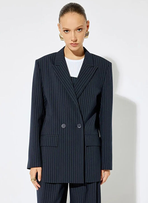Koton Lacivert Kadın Ceket Regular Fit Blazer 5WAK50081PW  3