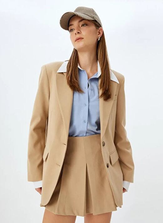 Koton Deve Tüyü Kadın Ceket Regular Fit Blazer 5WAK50087PW  1