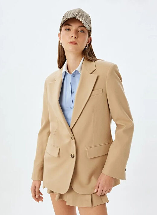 Koton Deve Tüyü Kadın Ceket Regular Fit Blazer 5WAK50087PW  3