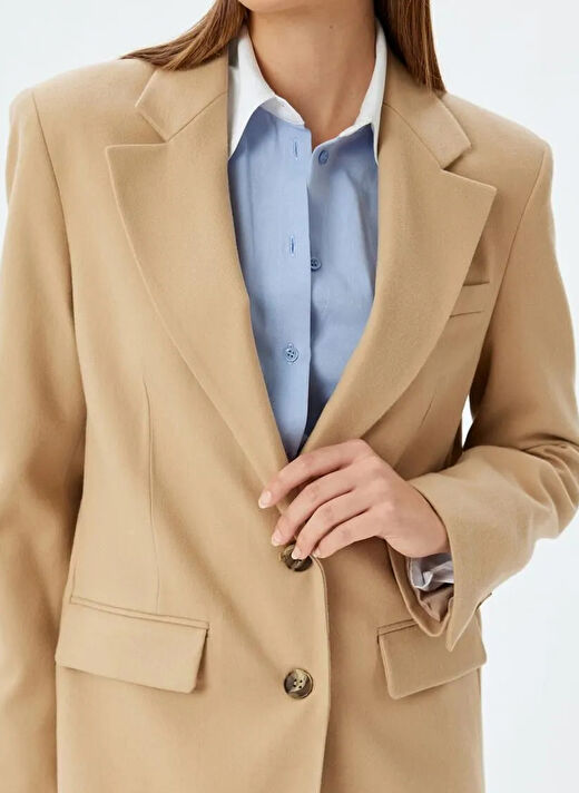Koton Deve Tüyü Kadın Ceket Regular Fit Blazer 5WAK50087PW  4