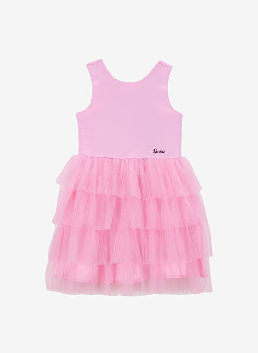 Barbie Pembe Kız Çocuk Abiye Elbise BRB5SG-ELB6509 1