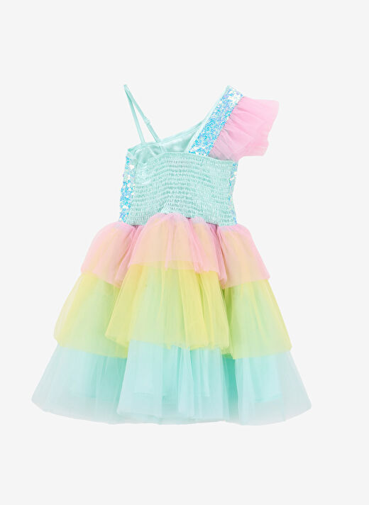 Barbie Çok Renkli Kız Çocuk Pullu Abiye Elbise BRB5SG-ELB6505 2