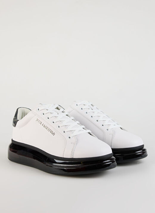 KARL LAGERFELD Siyah - Beyaz Erkek Deri Sneaker KAPRI KUSHION Lo Lace Lthr 2