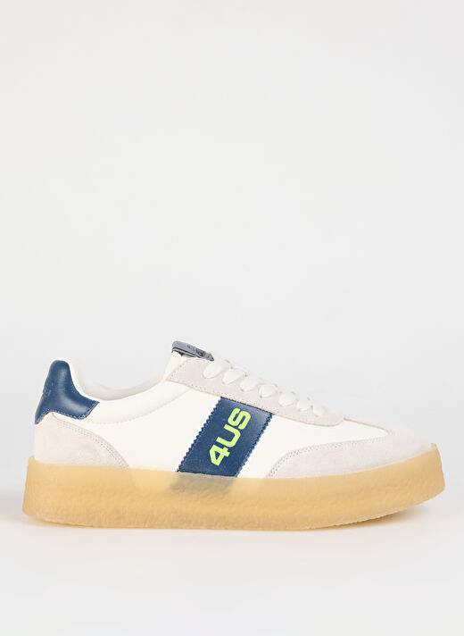 4US Beyaz - Lacivert Erkek Deri Sneaker MARK 100  1