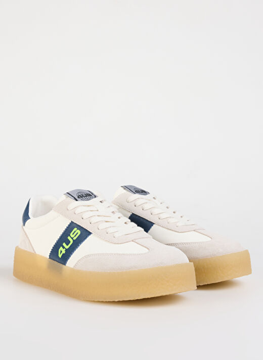 4US Beyaz - Lacivert Erkek Deri Sneaker MARK 100  2