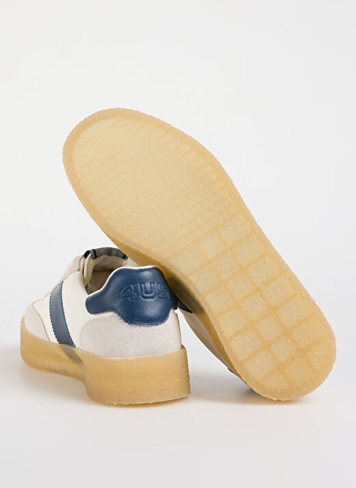 4US Beyaz - Lacivert Erkek Deri Sneaker MARK 100  4