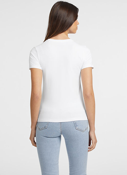 Guess Jeans Beyaz Kadın Normal T-Shirt GJ SS CN SLIM AMERIC - MID ORGANIC  4
