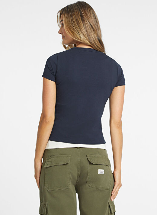Guess Jeans Lacivert Kadın Normal T-Shirt GJ SS CN SLIM AMERIC - MID ORGANIC  4