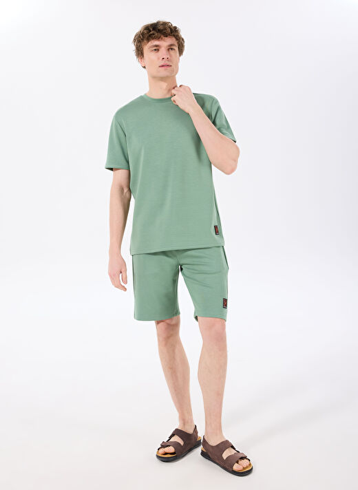 Discovery Expedition D4SM-SHT3221 Haki Standart Düz Erkek Sweat Şort 2