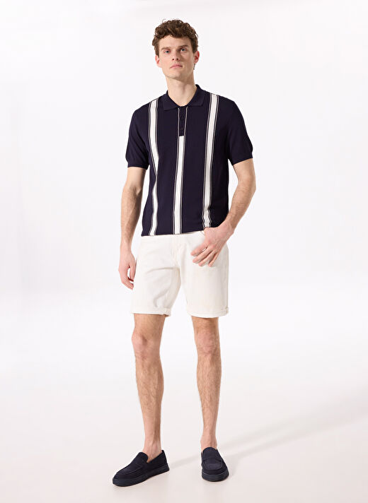 Fabrika Comfort Lacivert Erkek Polo Regular Fit Çizgili Kazak FC5SM-KZK 2762 2