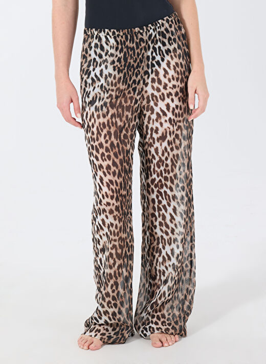 Fabrika Çok Renkli Kadın Bol Kesim Leopar Pantolon F5SL-PNT0405  3