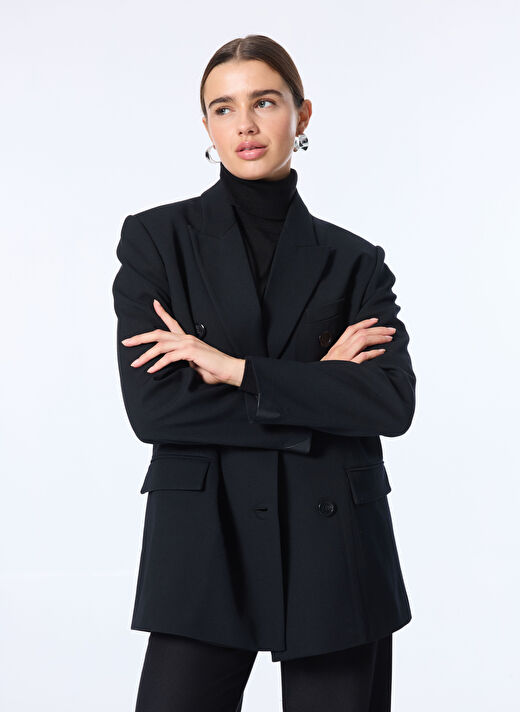 Pinko Siyah Kadın Standart Düz Blazer 103695-A1XX/Z99  4