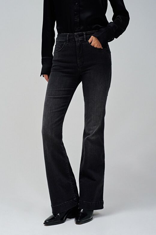 Salsa Jeans Siyah Kadın Standart Düz Denim Pantolon 21004615-Glamour Flare  2