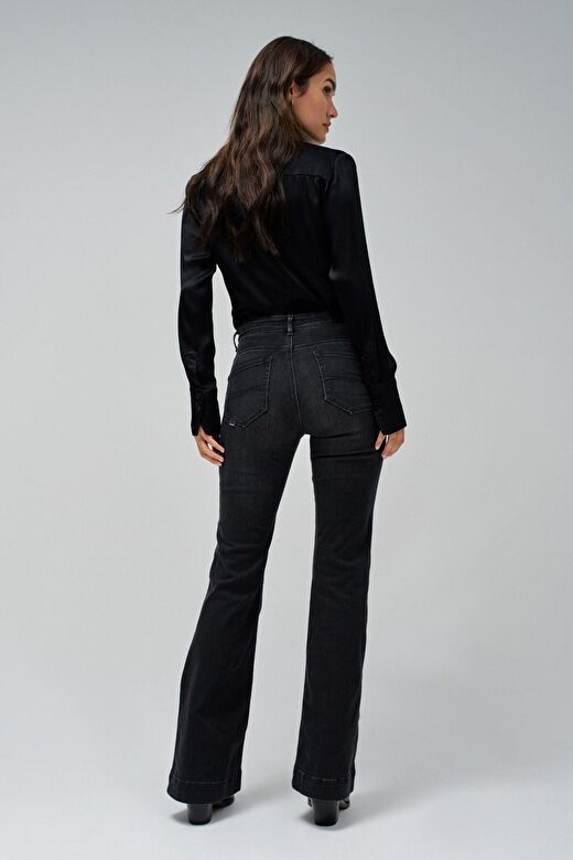 Salsa Jeans Siyah Kadın Standart Düz Denim Pantolon 21004615-Glamour Flare  4