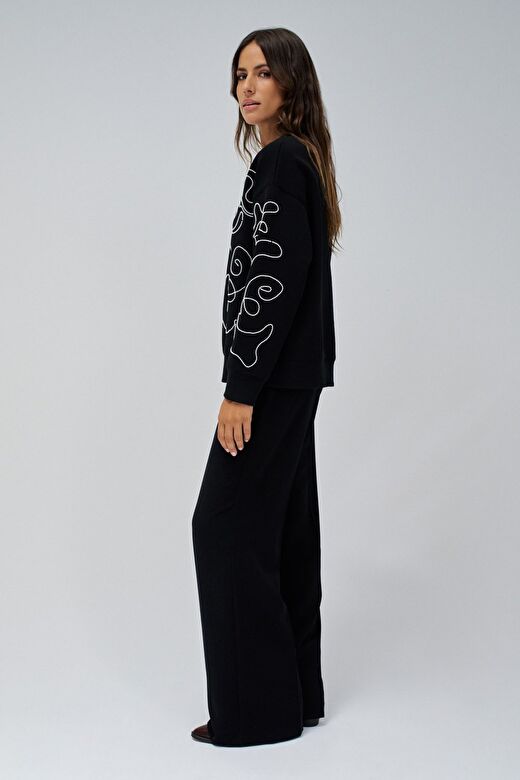 Salsa Jeans Siyah Kadın Yuvarlak Standart İşlemeli Kazak 21008866  3