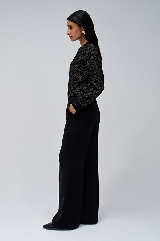 Salsa Jeans Siyah Kadın Yuvarlak Standart Düz Kazak 21008831  4