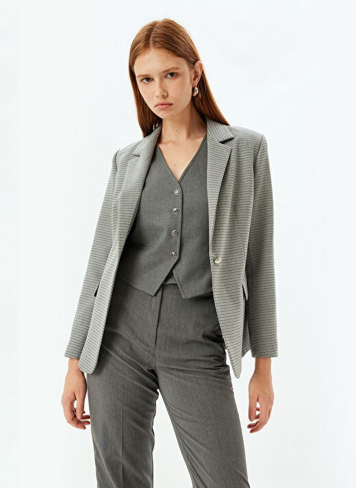Koton Gri Kadın Regular Fit Blazer 5WAK50154UW  2
