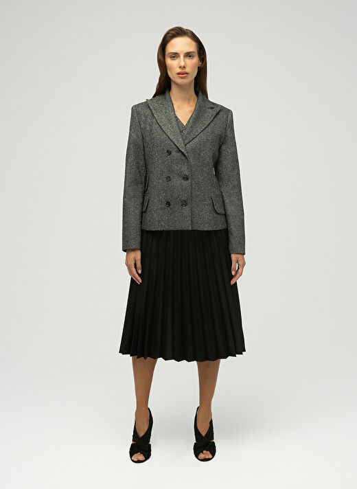 Maximus Gri Kadın Normal Blazer Ester Yün Blazer  1