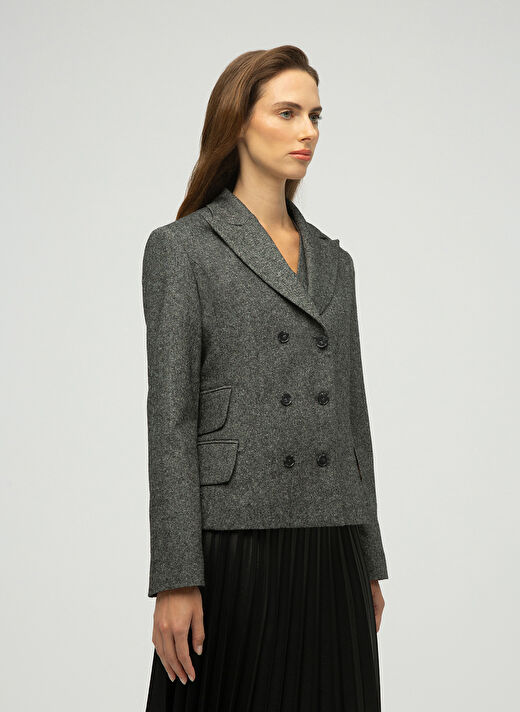 Maximus Gri Kadın Normal Blazer Ester Yün Blazer  2