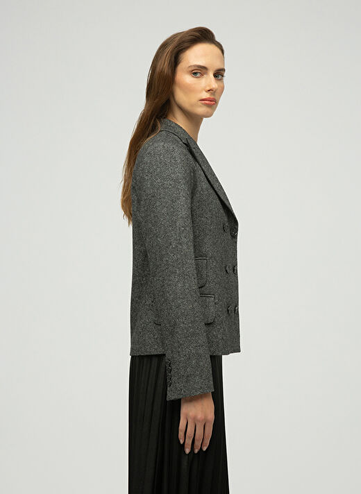 Maximus Gri Kadın Normal Blazer Ester Yün Blazer  3