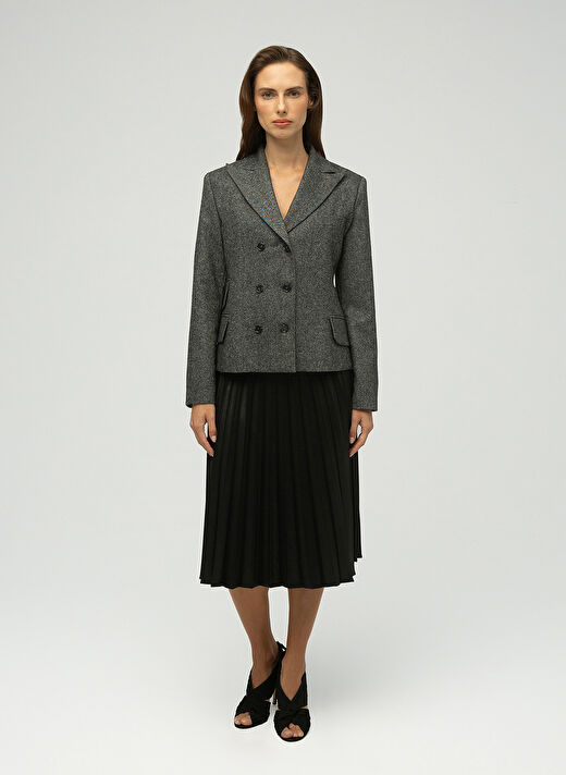Maximus Gri Kadın Normal Blazer Ester Yün Blazer  4