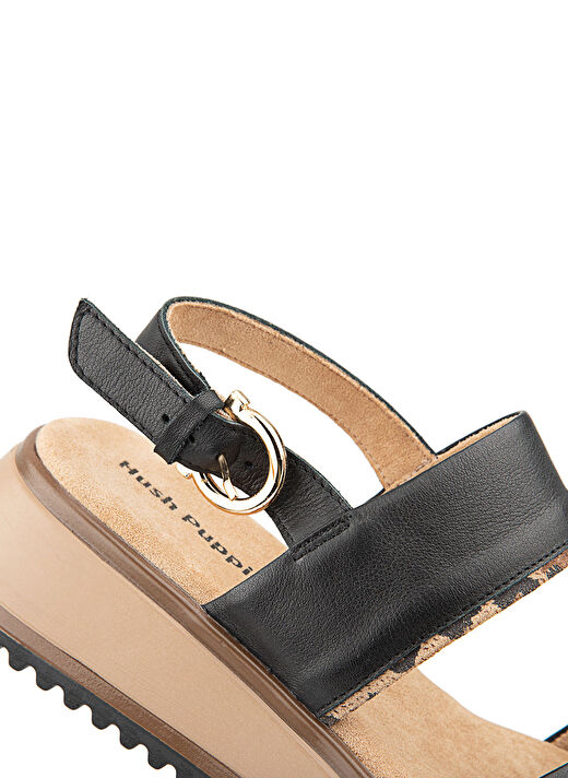 Hush Puppies Siyah Kadın Deri Sandalet Feliz 4