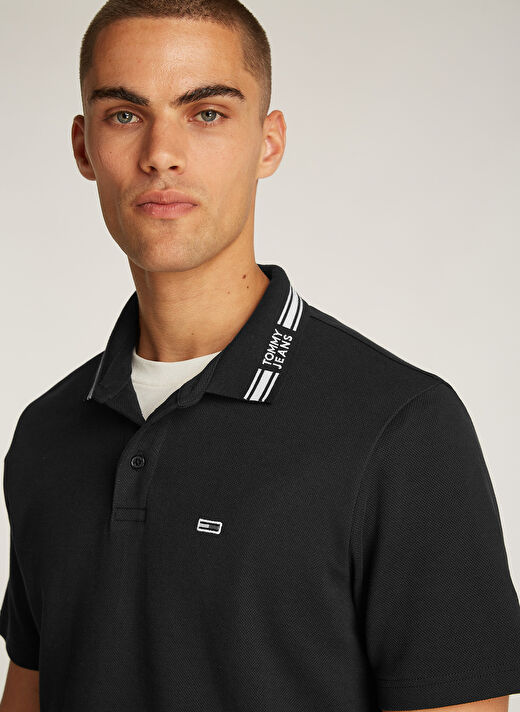 Tommy Hilfiger Siyah Erkek Regular Fit Polo T-Shirt DM0DM20225BDS TJM TIPPED LOGO POLO 3