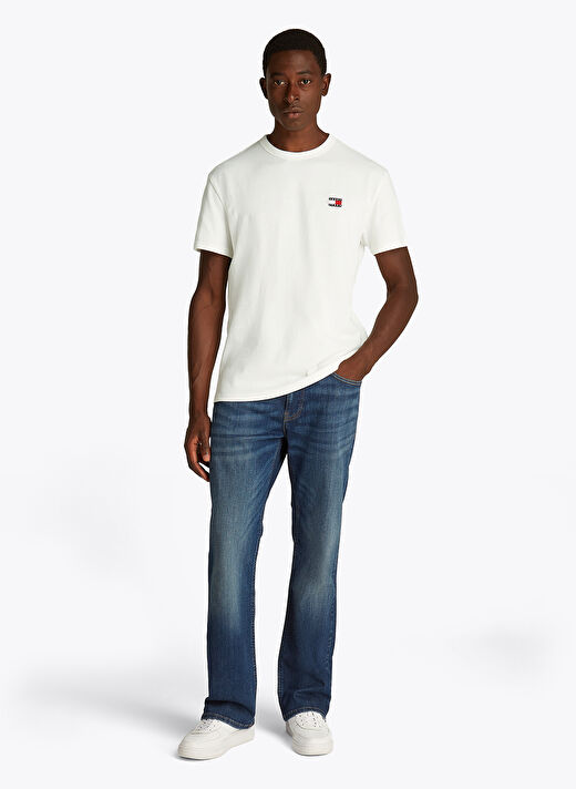 Tommy Jeans Ekru Erkek Bisiklet Yaka Regular Fit T-Shirt DM0DM20322YBL TJM REG BADGE TEE EXT 1