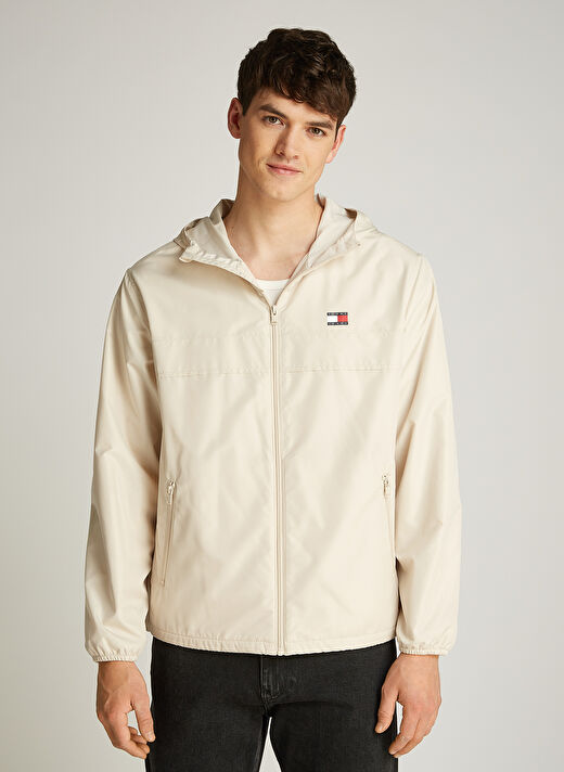 Tommy Jeans Bej Erkek Kapüşonlu Regular Fit Ceket DM0DM21130ACG TJM FLEECE LINED CHI 2