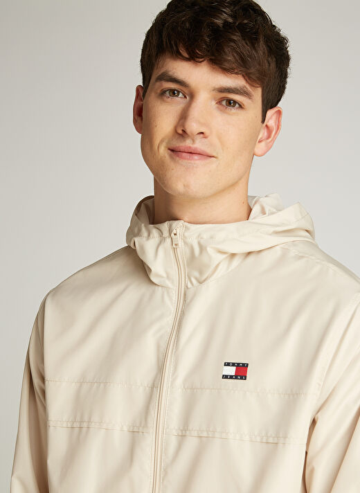 Tommy Jeans Bej Erkek Kapüşonlu Regular Fit Ceket DM0DM21130ACG TJM FLEECE LINED CHI 3