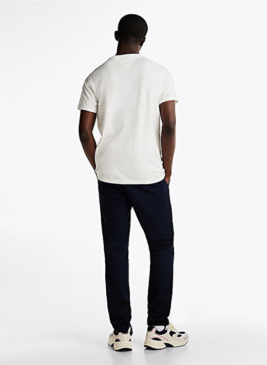 Tommy Jeans Ekru Erkek Bisiklet Yaka Slim Fit T-Shirt DM0DM20362YBL TJM SLIM VRSITY POP 4